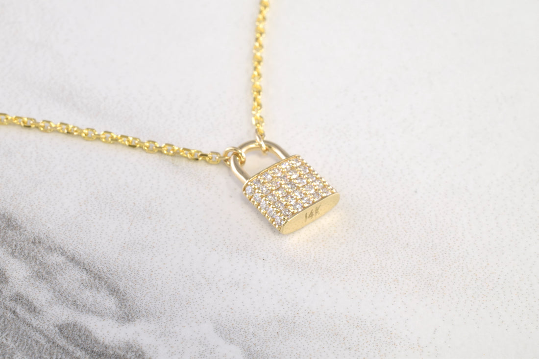 Tiny Diamond Lock Pendant