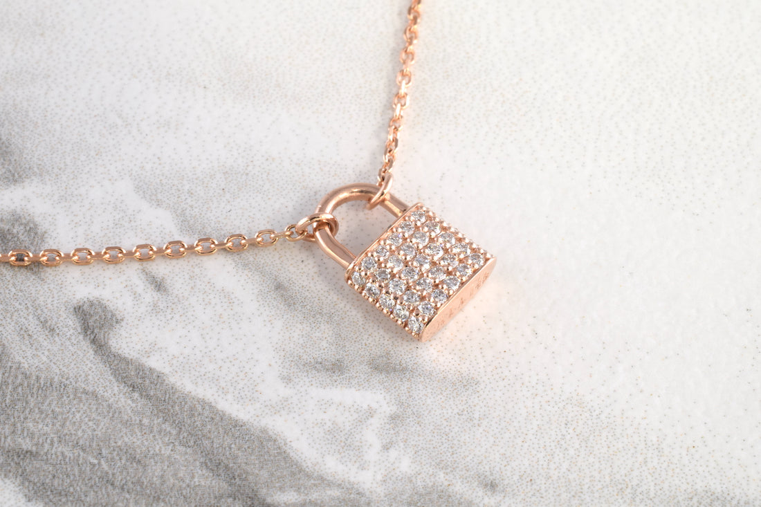 Tiny Diamond Lock Pendant